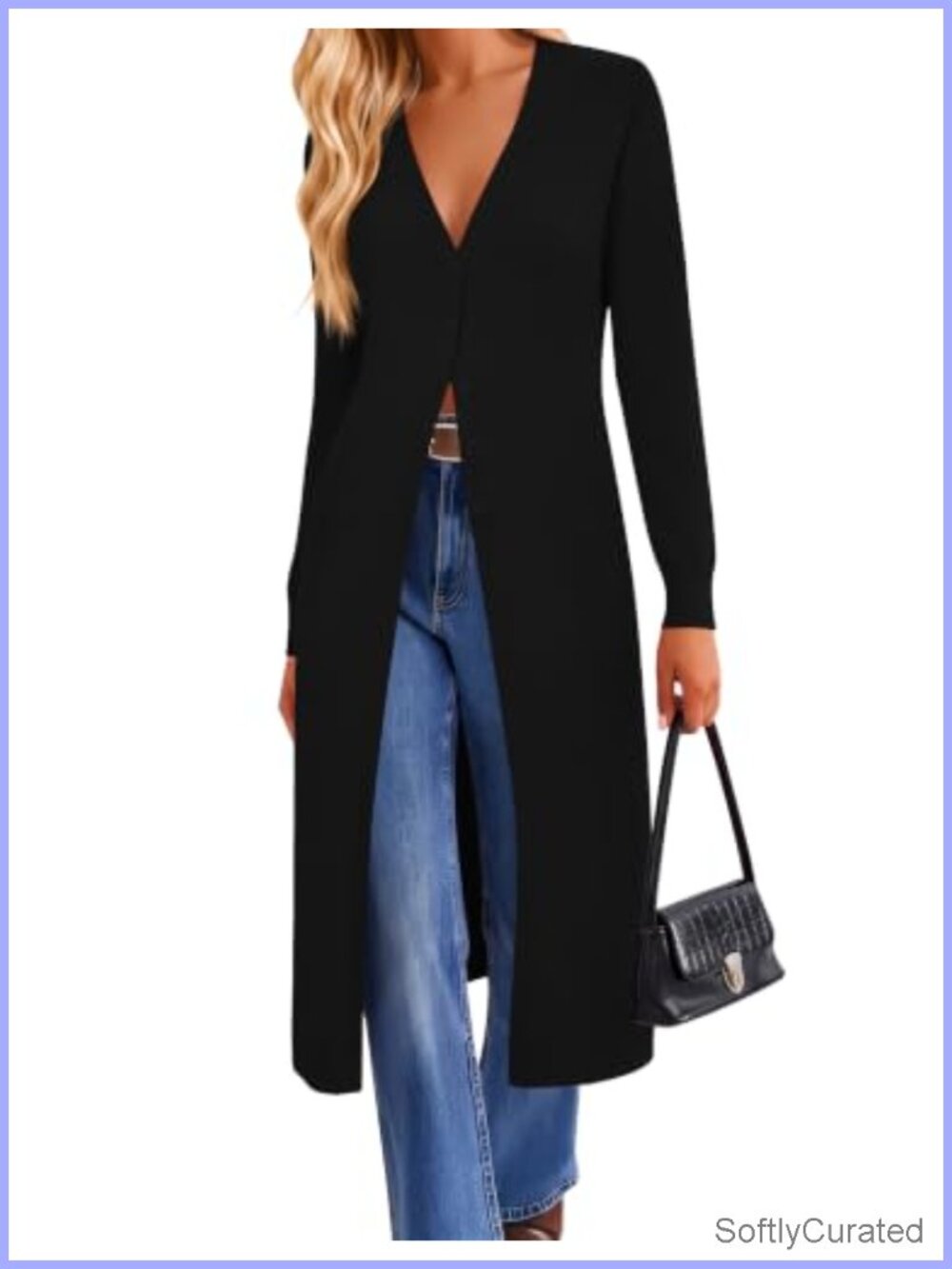 Ivicoer Long V Neck Cozy Knit Cardigan Sweater Button Up Slim Fit Trendy